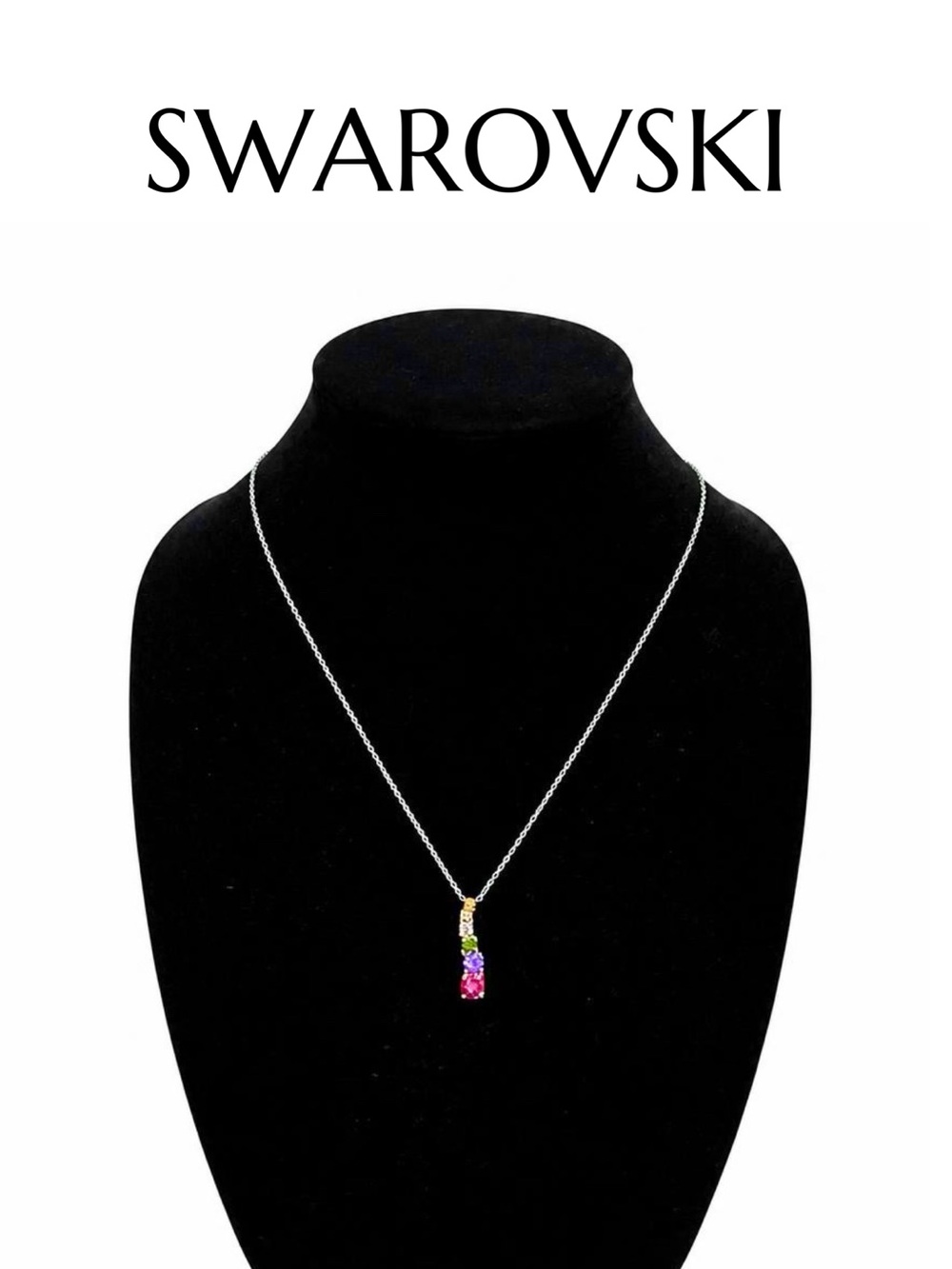 Swarovski Multi-Colored Crystal Drop Pendant Necklace